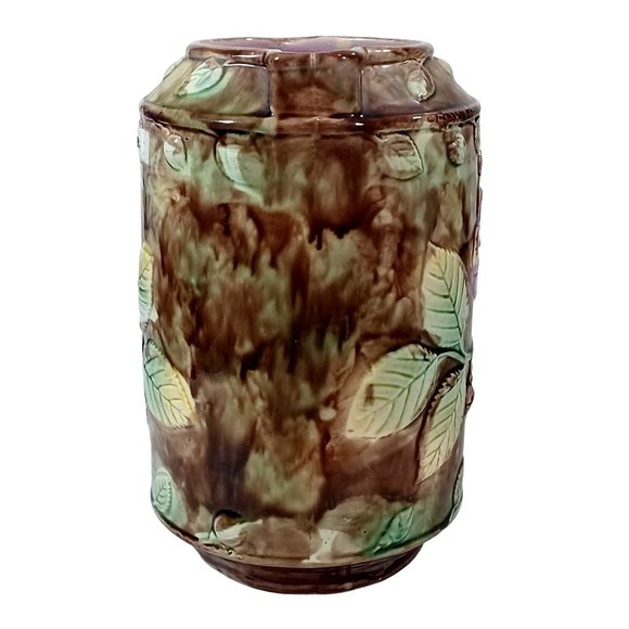 Antique French 19th Cent French Barbotine Majolica Pottery Water Pitcher Vintage - Picture 4 of 13